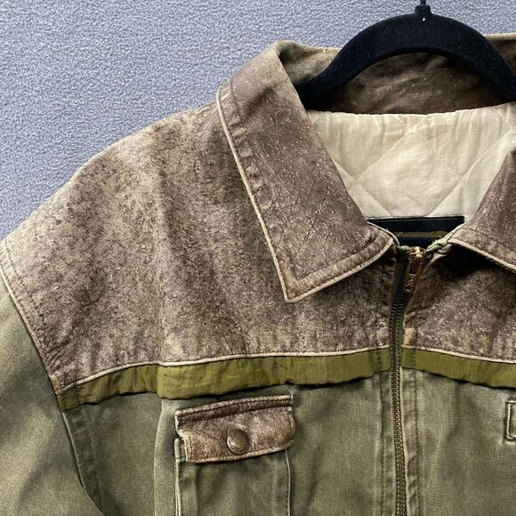 Vtg 80s 90s Dual Control Canvas Leather Bomber Flight Jacket Mens M Quilted Line - Picture 6 of 16